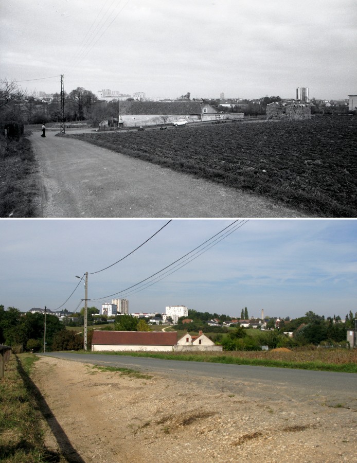 Vue de la ZUP depuis la ferme de Brisebarre (fin des annes 1970 / 2013).