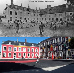 Ecole primaire suprieure de jeunes filles en 1920 (AD 41, 171 F339)  et Fondation du doute depuis 2013 (Ville de Blois / Communication)