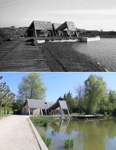 Le lac de la Pinonnire en 1981 et en 2015 (AM Blois, 753 W 3 / Ville de Blois, Communication)