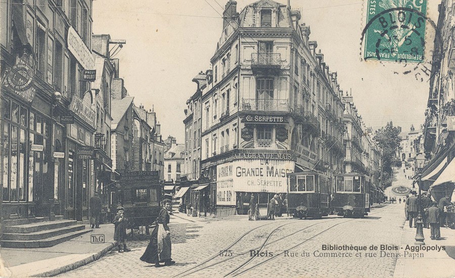 Tramway, rue Denis Papin, vers 1910 (Bibliothque de Blois - Agglopolys)