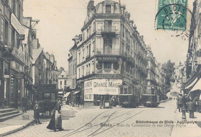 Tramway, rue Denis Papin, vers 1910 (Bibliothque de Blois - Agglopolys)