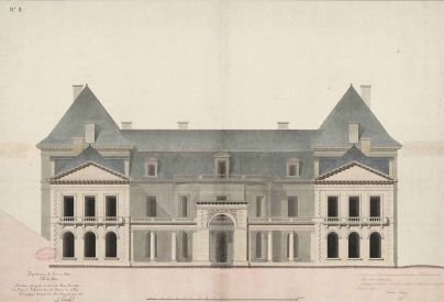 Projet de pr�fecture � l�emplacement du Coll�ge�: �l�vation de la fa�ade du c�t� de la place Louis XII, 12 mars 1825. � Architecte : Alexandre Pinault. Service mutualis� des Archives de la ville de Blois, d'Agglopolys et du CIAS du Blaisois, 1 Fi 128 5. 