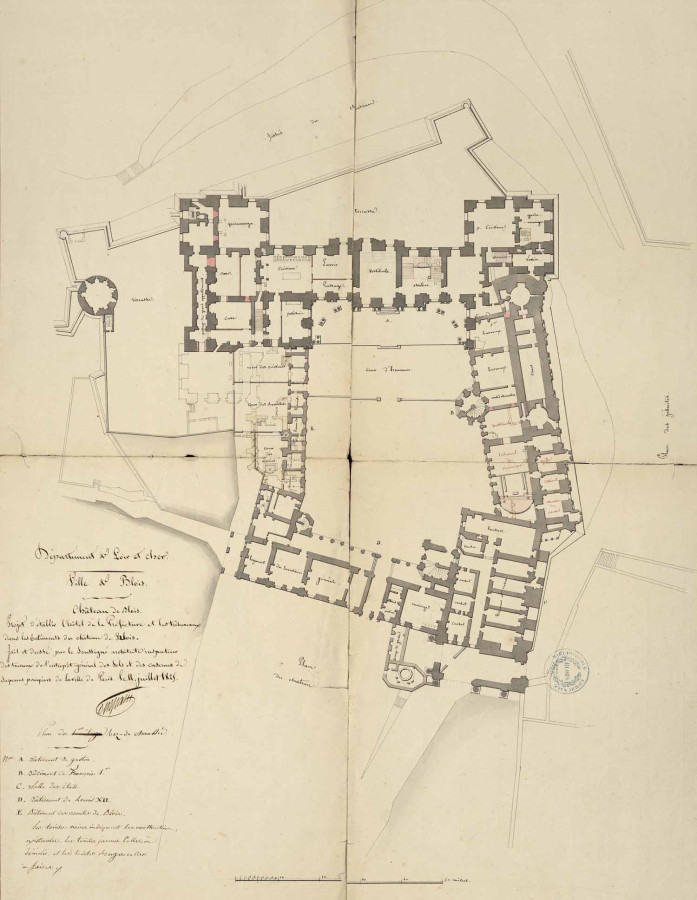 Projet d��tablir l�h�tel de la pr�fecture et les tribunaux dans le ch�teau (1825). � Architecte�: Compain. Biblioth�que Abb�-Gr�goire, fonds patrimonial, MS 285.