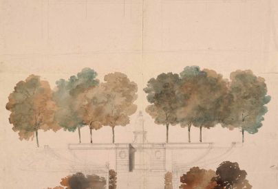 Projet d'escalier sur la rue du Prince Imp�rial, fa�ade, vers 1870. � Architecte : Jules de la Morandi�re. Archives d�partementales du Loir-et-Cher, 1 Fi 604/4.