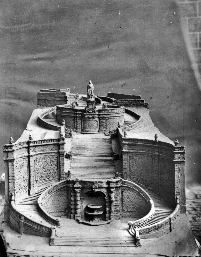 Maquette de projet d�escalier monumental, rue du Prince Imp�rial, vers 1865. � Architecte�: Jules de la Morandi�re. Archives d�partementales du Loir-et-Cher, 11 Fi 1377.