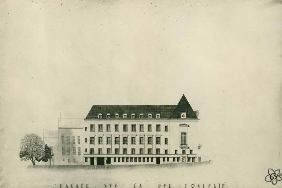 Projet de reconstruction de l�H�tel de ville, 1937. � Architecte�: Andr� Aubert. Service mutualis� des Archives de la ville de Blois, d'Agglopolys et du CIAS du Blaisois, 13 Z 21.