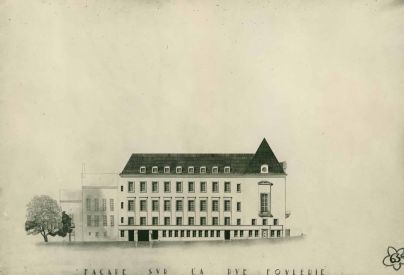 Projet de reconstruction de l�H�tel de ville, 1937. � Architecte�: Andr� Aubert. Service mutualis� des Archives de la ville de Blois, d'Agglopolys et du CIAS du Blaisois, 13 Z 21.