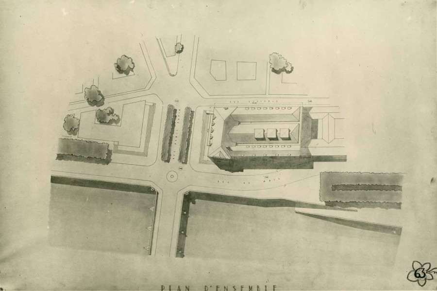 Projet de reconstruction de l�H�tel de ville, 1937. � Architecte�: Andr� Aubert. Service mutualis� des Archives de la ville de Blois, d'Agglopolys et du CIAS du Blaisois, 13 Z 21.