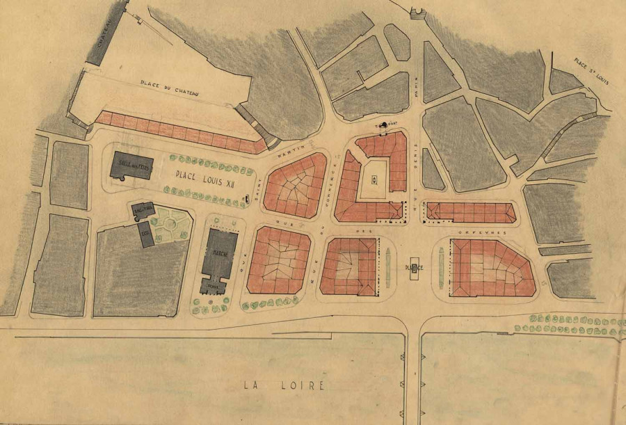 Projet d�am�nagement et de reconstruction de Blois, septembre 1940. � Architecte�: Paul Robert-Houdin. Archives d�partementales du Loir-et-Cher, 176 Fiv 65.