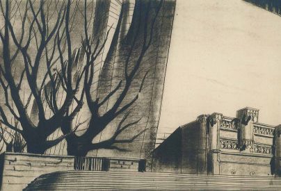 Restauration de la place Louis XII : fa�ade sur la fontaine, 1943. � Architecte�: Andr� Aubert. Service mutualis� des Archives de la ville de Blois, d'Agglopolys et du CIAS du Blaisois, 13 Z 6.