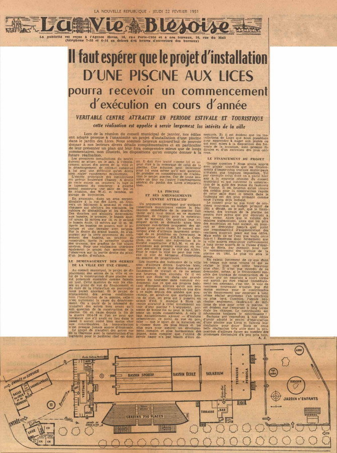 Journal La Nouvelle R�publique, jeudi 22 f�vrier 1951, p. 3. � Archives d�partementales de Loir-et-Cher, 127 J 88.