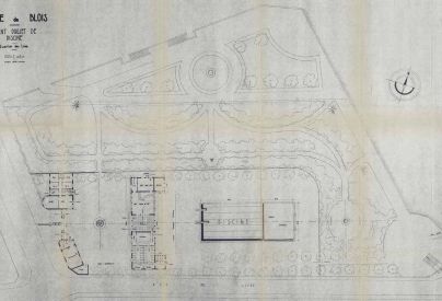 Avant-projet de piscine, quartier des Lices, 1954. � Architecte�: Paul Robert-Houdin. Archives d�partementales du Loir-et-Cher, 127 J 88.