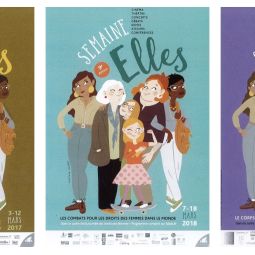 Flyers des 8e, 9e et 10e �ditions de la Semaine Elles. � Illustration : Cyntia Thi�ry. Service mutualis� des Archives de la ville de Blois, d'Agglopplys et du CIAS du Blaisois, 27 Z 2.