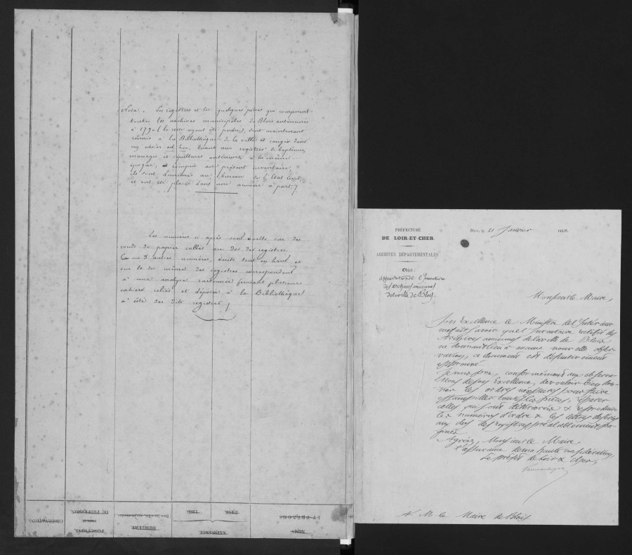 Inventaire des Archives de la ville de Blois de 1863. � Service mutualis� des Archives de la ville de Blois, d'Agglopolys et du CIAS du Blaisois, non c�t�.