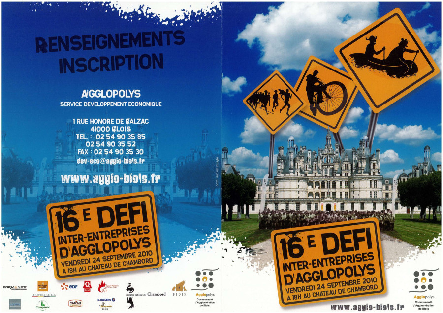Programme du Défi inter-entreprises 2010. © Service mutualisé des Archives de la Ville de Blois, d'Agglopolys et du CIAS du Blaisois. Cote 890W_7. Programme du Défi inter-entreprises 2010. © Service mutualisé des Archives de la Ville de Blois, d'Agglopolys et du CIAS du Blaisois. Cote 890W_7.