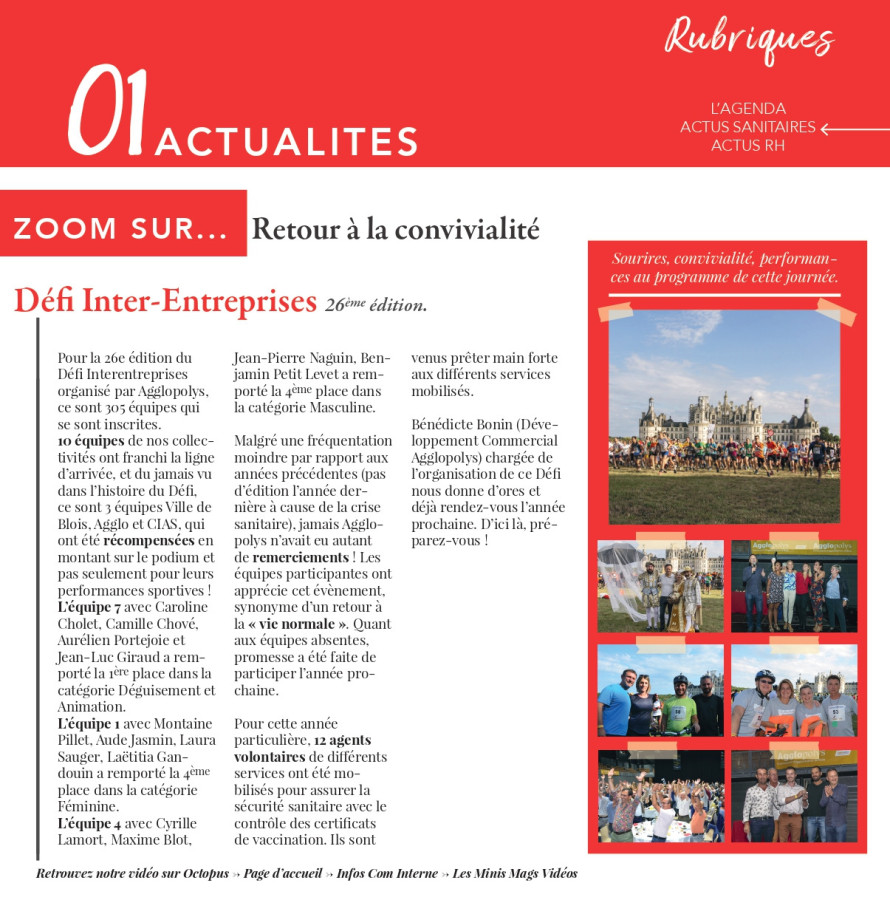 Article du Mag interne relatif au D�fi (2021). � Service mutualis� des Archives de la Ville de Blois, d'Agglopolys et du CIAS du Blaisois. Cote 100_PER.