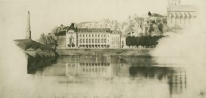 Projet d'hôtel de ville à Blois. Façade, quai du Maréchal-de-Lattre-de-Tassigny (1937). AM Blois, 13 Z 21.