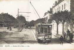 Tramway sur l'actuelle avenue du Docteur Jean Laigret (vers 1910). AM Blois, 5 Fi 169.