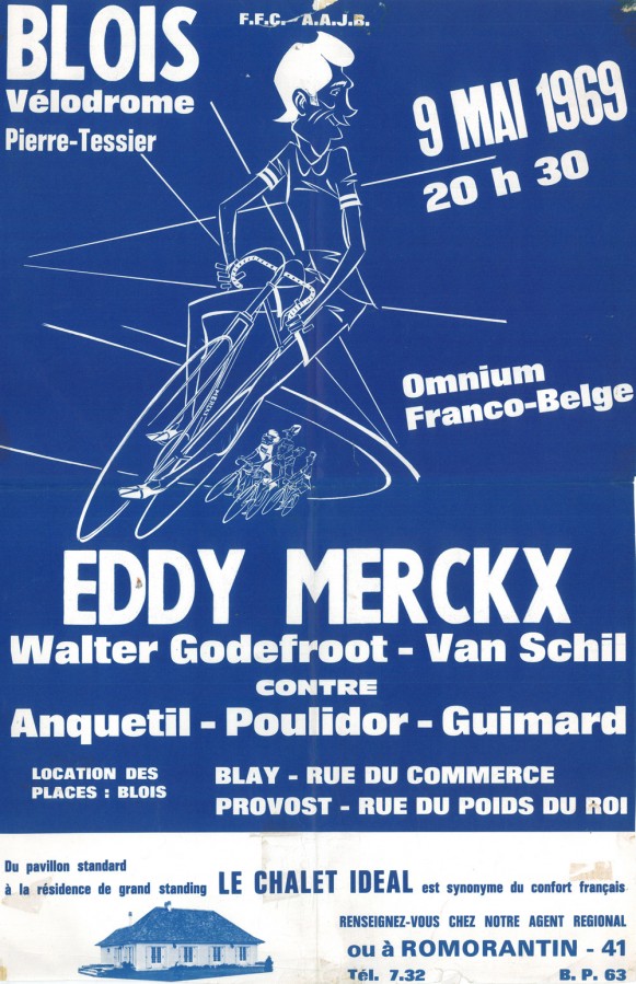 Au vélodrome - Affiche de la réunion du 9 mai 1969.