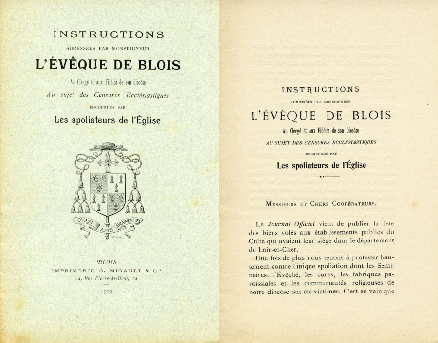 Instructions de l’Évêque de Blois.