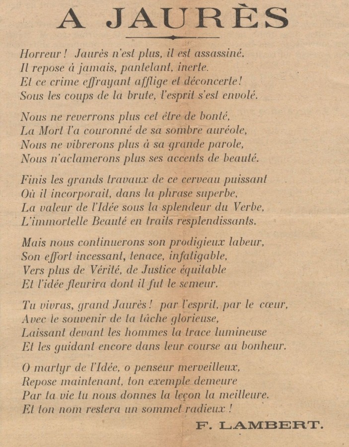 « A Jaurès » de F. Lambert.