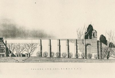 Place Louis-XII. Façade sur les remparts. Etude par André Aubert, 1943 (AM Blois).