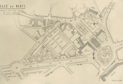 Place Victor-Hugo et ses abords. Plan. Etude par Charles Nicod et Jacques Billard, 1943 (AM Blois).