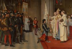 Jeanne d'Arc faisant bénir son étendard à Blois par Charles-Henri Michel (Château royal de Blois / François Lauginie)