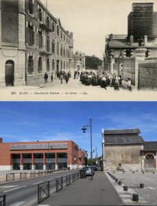 La rue de la chocolaterie au début du XXe siècle et en 2015 (AM Blois, 5 Fi 861 / Ville de Blois, Communication)
