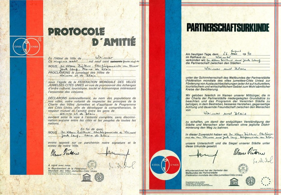 1990 - Protocole de jumelage / Partnerschaftsurkunde