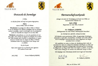 1995 - Protocole de jumelage / Partnerschaftsurkunde