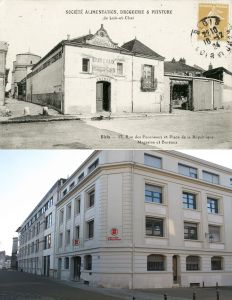 Bâtiments de la place Jean-Jaurès au début du XXe siècle et en 2016 (AM Blois, 5 Fi 801 / Ville de Blois)