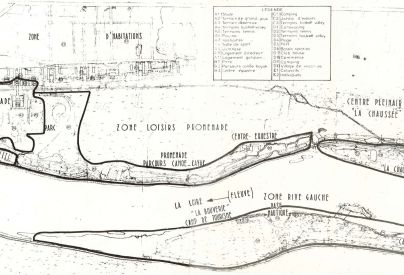 Plan de zoning de la Base de loisirs de l’architecte Hoÿm de Marien, 1964 / Archives municipales de Blois, non coté.