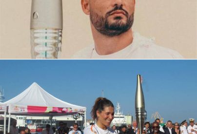 Florent Manaudou – Franceinfo : « Florent Manaudou sera le premier à porter la flamme olympique en France. Une fierté tant pour lui que pour la cité phocéenne. » / MFonzatti — Laury Thilleman à Brest (Finistère), le 7 juin 2024