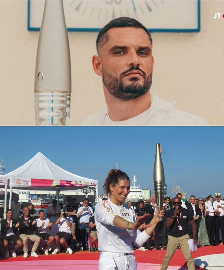 Florent Manaudou � Franceinfo�: ��Florent Manaudou sera le premier � porter la flamme olympique en France. Une fiert� tant pour lui que pour la cit� phoc�enne.�� / MFonzatti���Laury Thilleman��Brest�(Finist�re), le 7 juin 2024